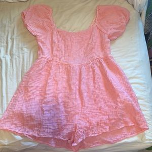 Pink Lily While You’re Here Puff Sleeve Romper